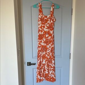 Vince Camuto Orange and White Floral Maxi Dress